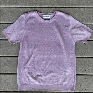 Alfred Dunner Vintage Lilac Crewneck Sweater with Pointelle Texture